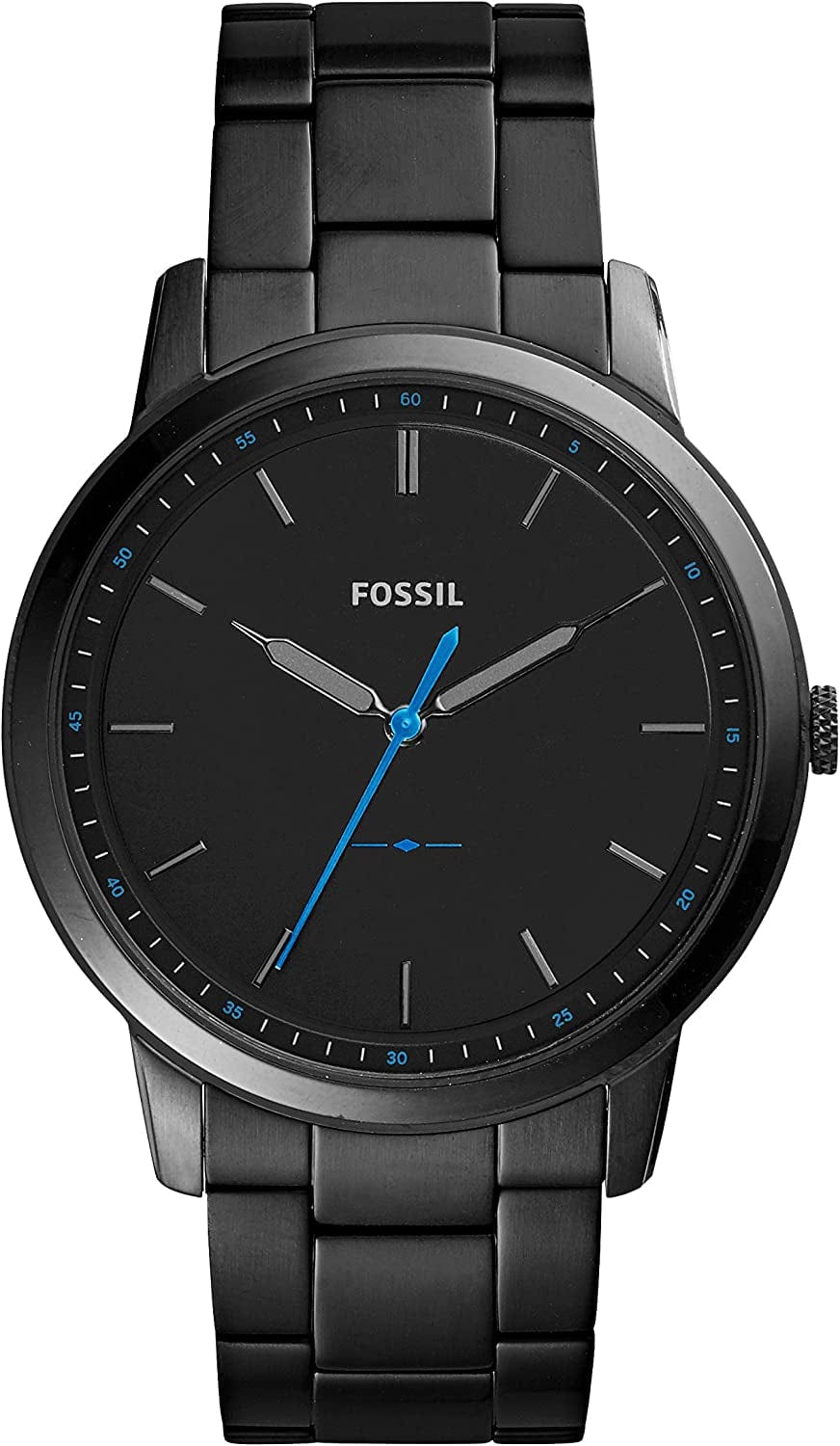 Fossil Men'S Minimalist Stainless Steel Slim Casual Watch Black Stainless