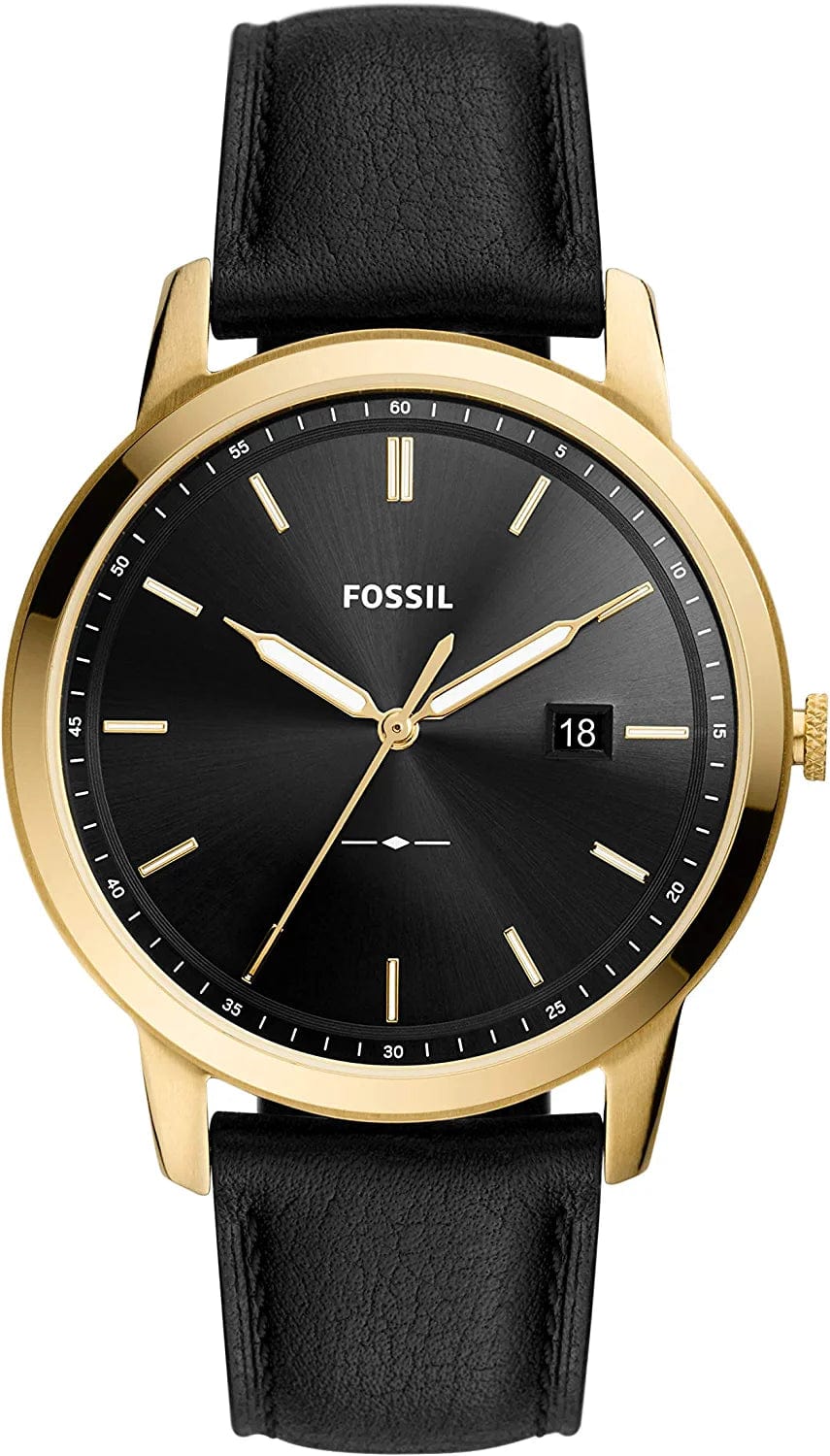 Fossil Men'S Minimalist Stainless Steel Slim Casual Watch Gold/Black Solar