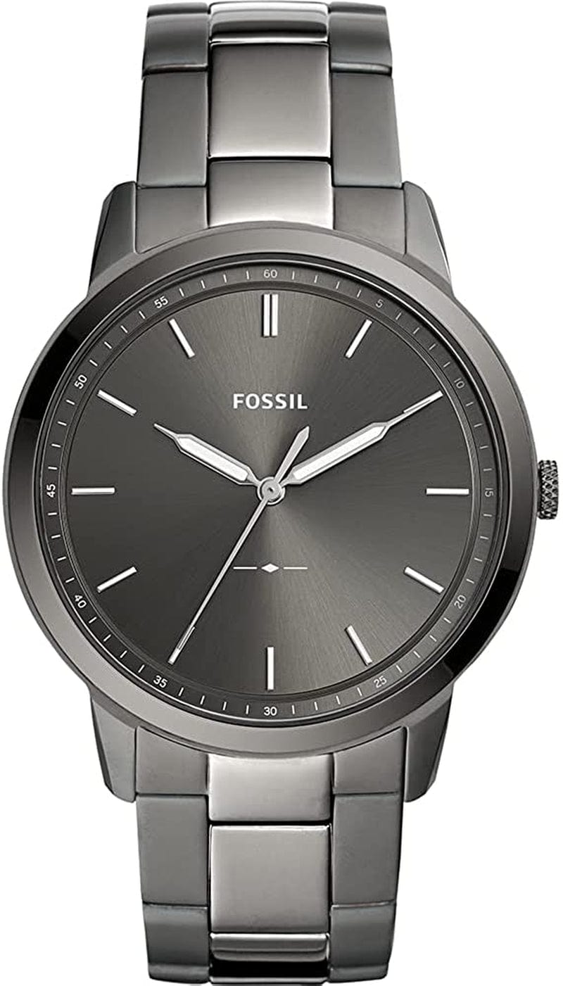 Fossil Men'S Minimalist Stainless Steel Slim Casual Watch Smoke