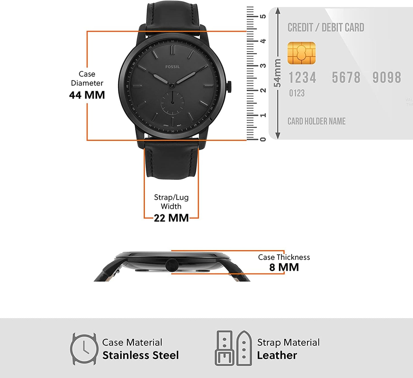 Fossil Men'S Minimalist Stainless Steel Slim Casual Watch