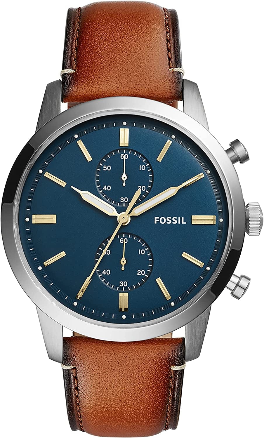 Fossil Men'S Townsman Stainless Steel and Leather Casual Quartz Chronograph Watch Brown