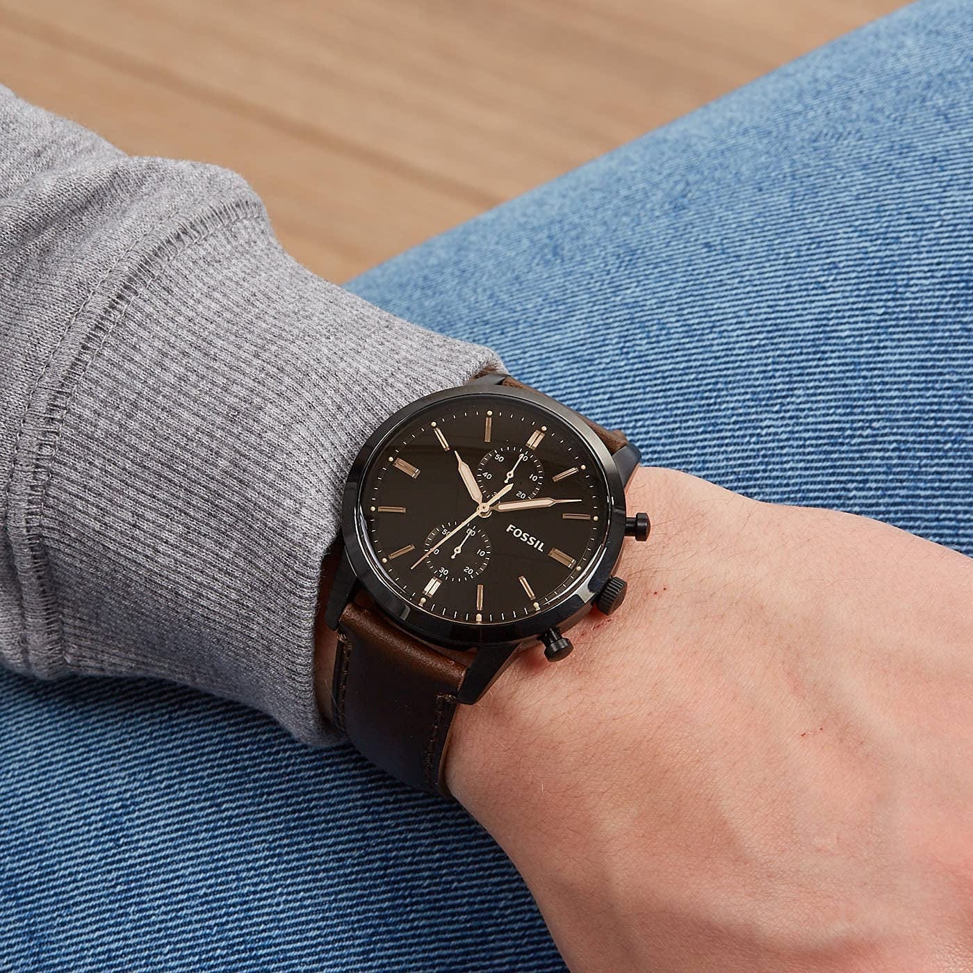 Fossil Men'S Townsman Stainless Steel and Leather Casual Quartz Chronograph Watch