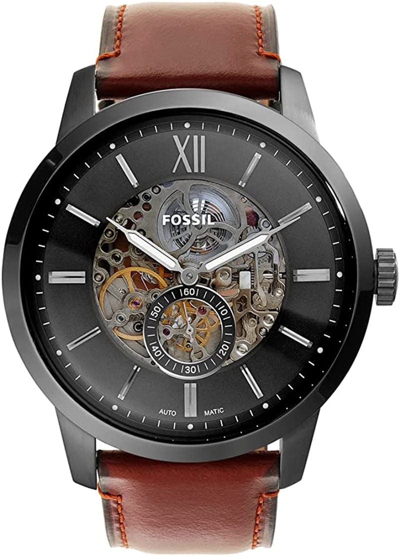 Fossil Men'S Townsman Stainless Steel Mechanical Automatic Watch Smoke, Brown