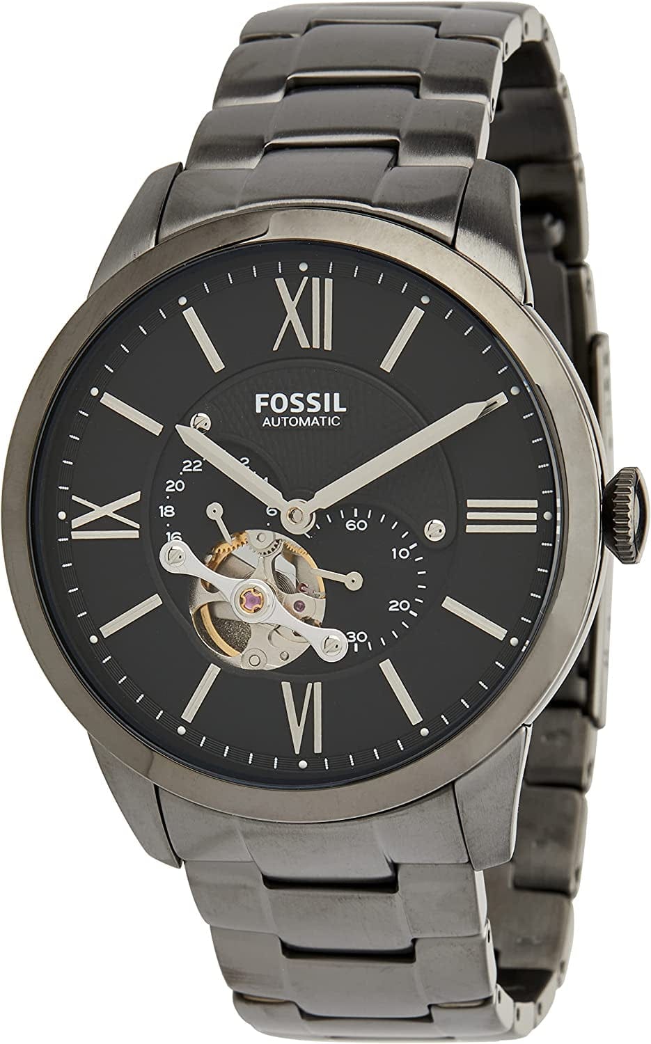 Fossil Men'S Townsman Stainless Steel Mechanical Automatic Watch Smoke