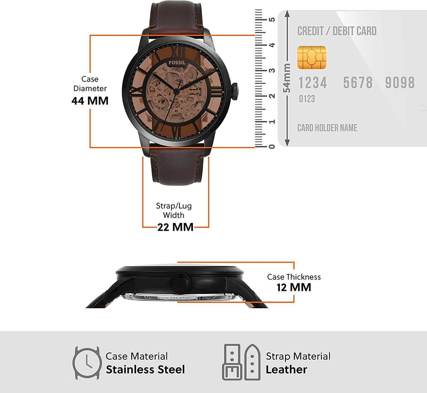 Fossil Men'S Townsman Stainless Steel Mechanical Automatic Watch