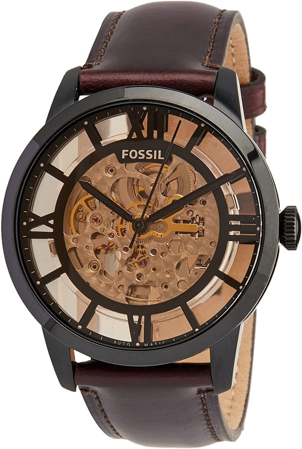 Fossil Men'S Townsman Stainless Steel Mechanical Automatic Watch Black/Cognac