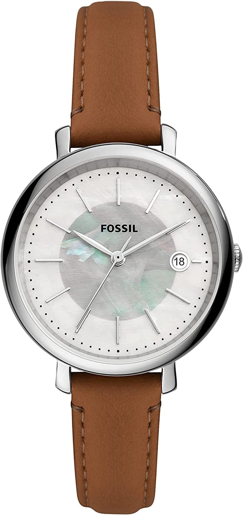 Fossil Women'S Jacqueline Quartz Stainless Steel and Leather Watch Silver/Brown Solar