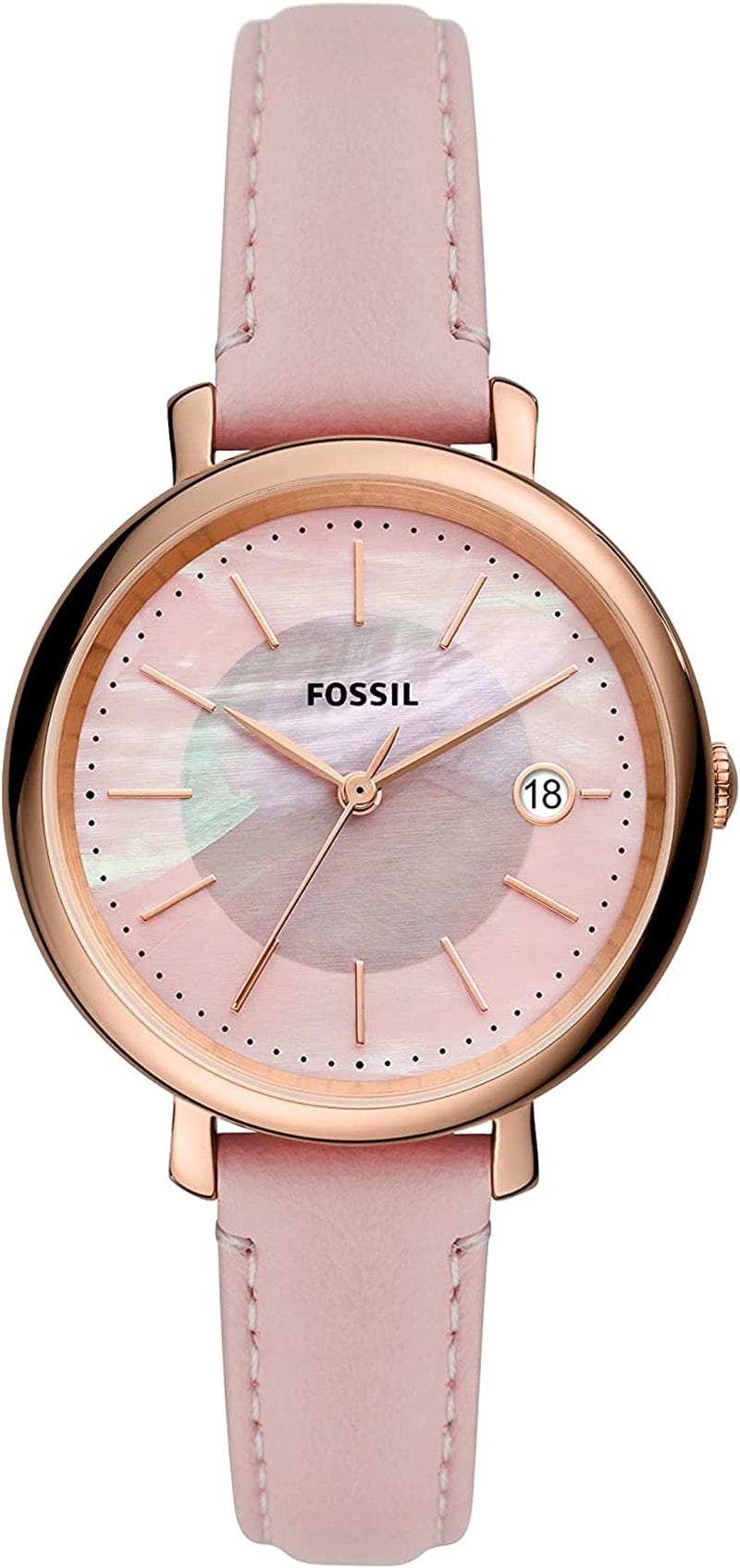 Fossil Women'S Jacqueline Quartz Stainless Steel and Leather Watch Rose Gold/Blush Solar