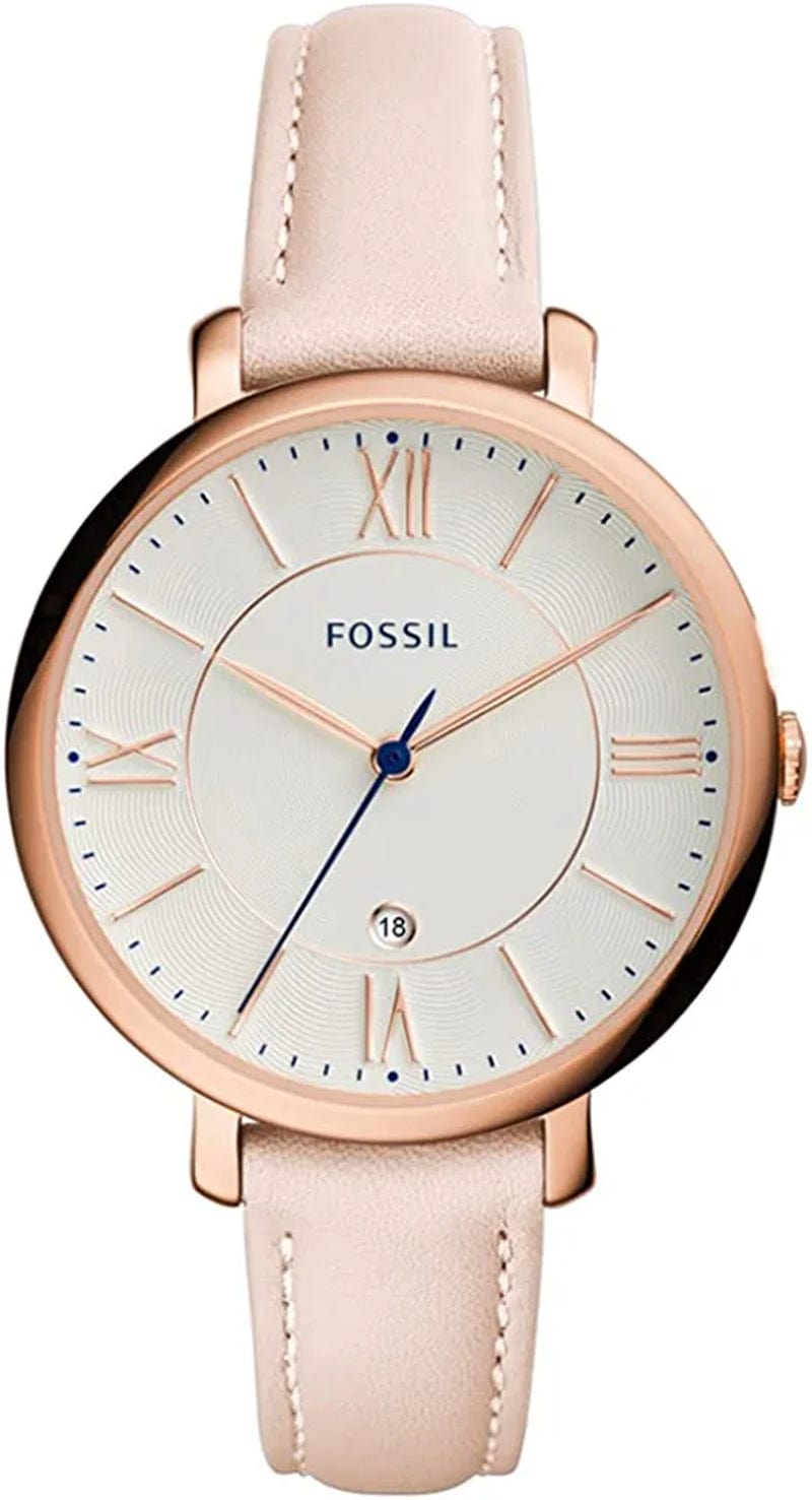 Fossil Women'S Jacqueline Quartz Stainless Steel and Leather Watch Rose Gold, Blush