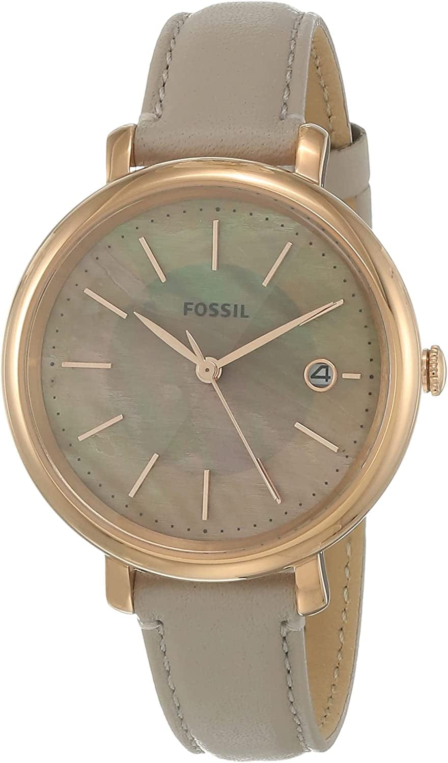 Fossil Women'S Jacqueline Quartz Stainless Steel and Leather Watch Rose Gold/Grey Solar