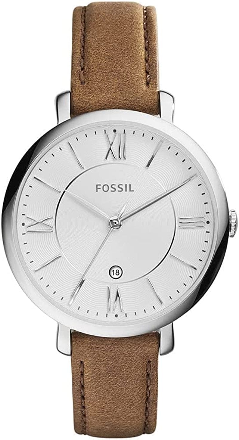 Fossil Women'S Jacqueline Quartz Stainless Steel and Leather Watch Silver, Light Brown