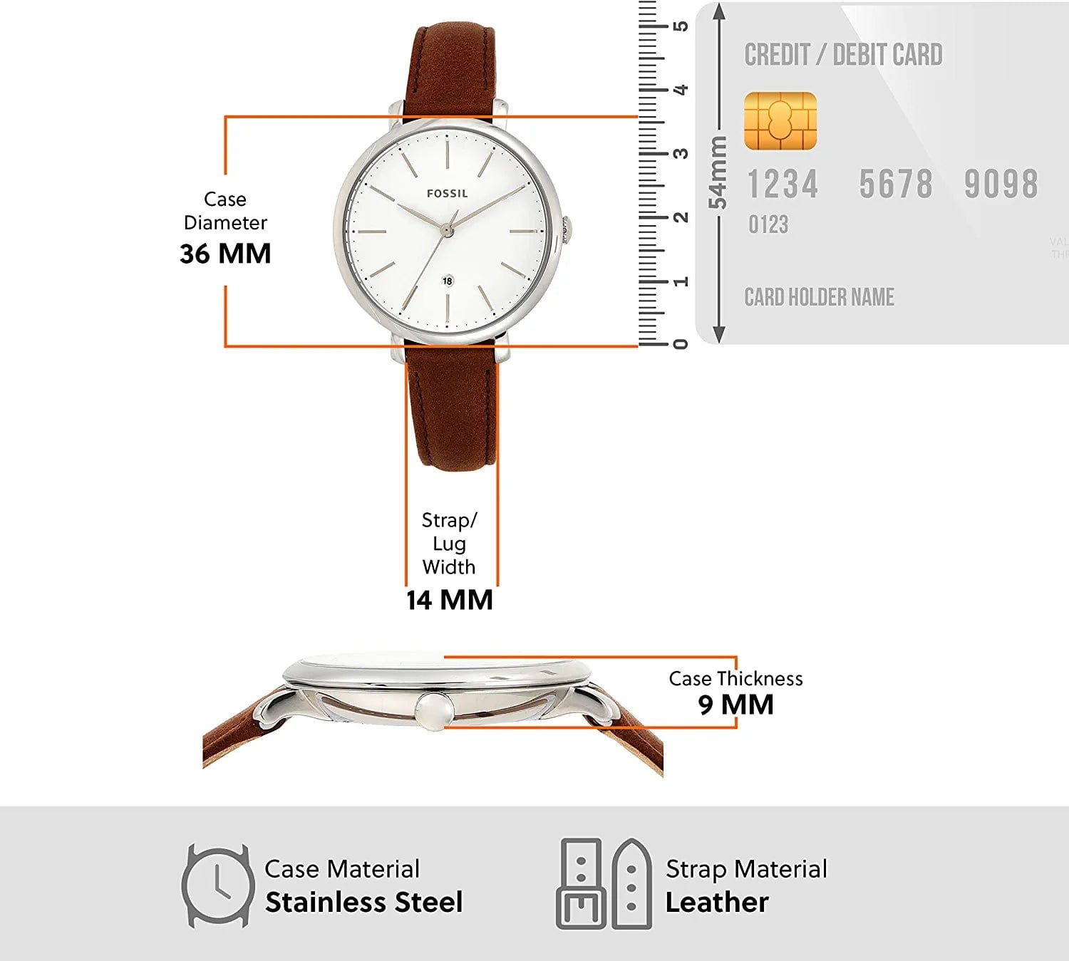 Fossil Women'S Jacqueline Quartz Stainless Steel and Leather Watch