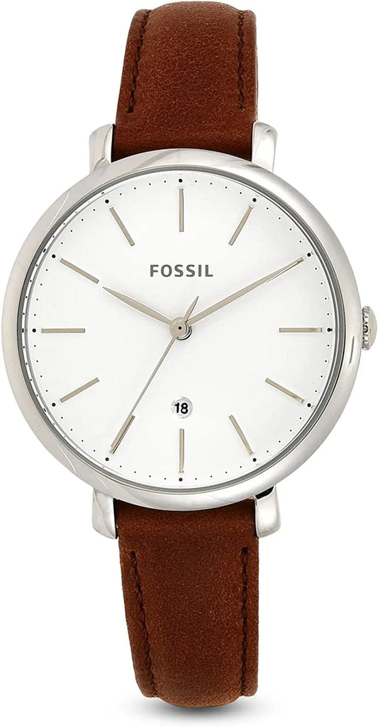 Fossil Women'S Jacqueline Quartz Stainless Steel and Leather Watch Silver, Brown