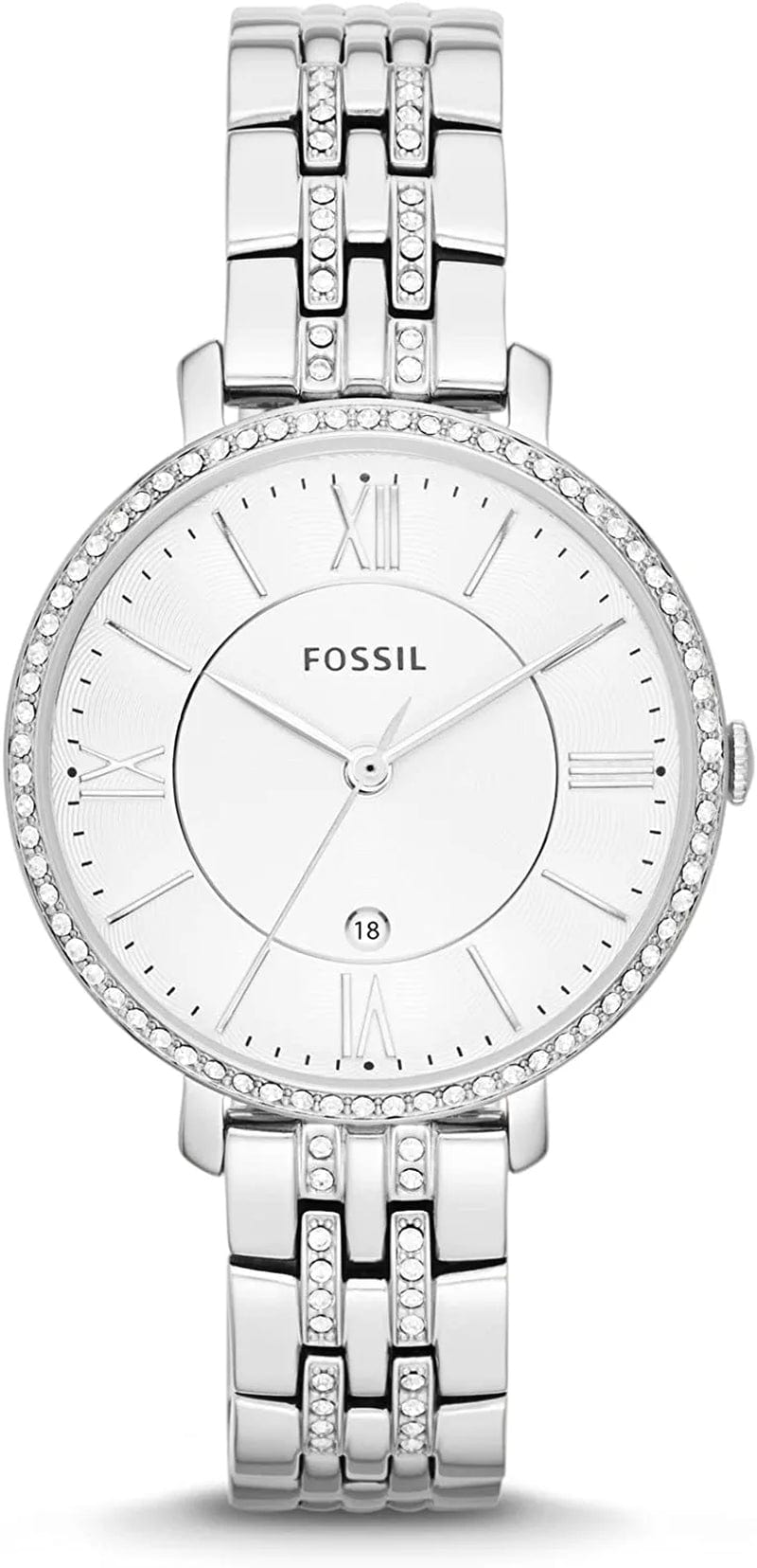 Fossil Women'S Jacqueline Quartz Stainless Steel Dress Watch Silver Glitz