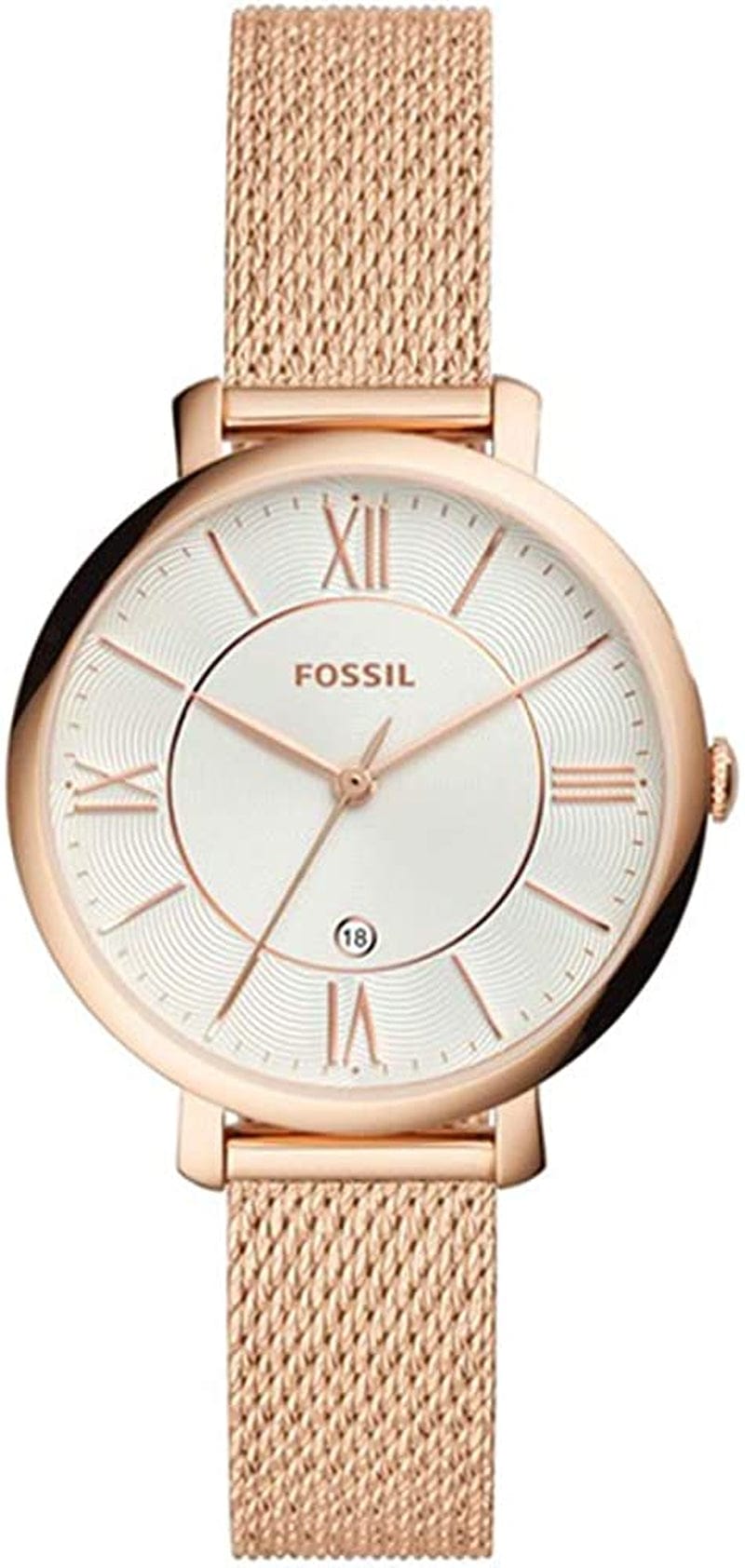 Fossil Women'S Jacqueline Quartz Stainless Steel Dress Watch Rose Gold Mesh