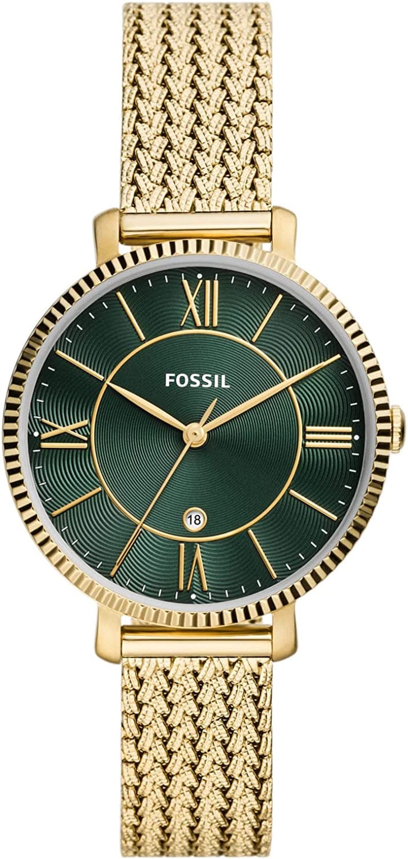 Fossil Women'S Jacqueline Quartz Stainless Steel Dress Watch Gold Mesh/Green