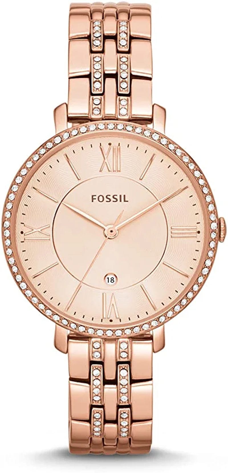 Fossil Women'S Jacqueline Quartz Stainless Steel Dress Watch Rose Gold Glitz