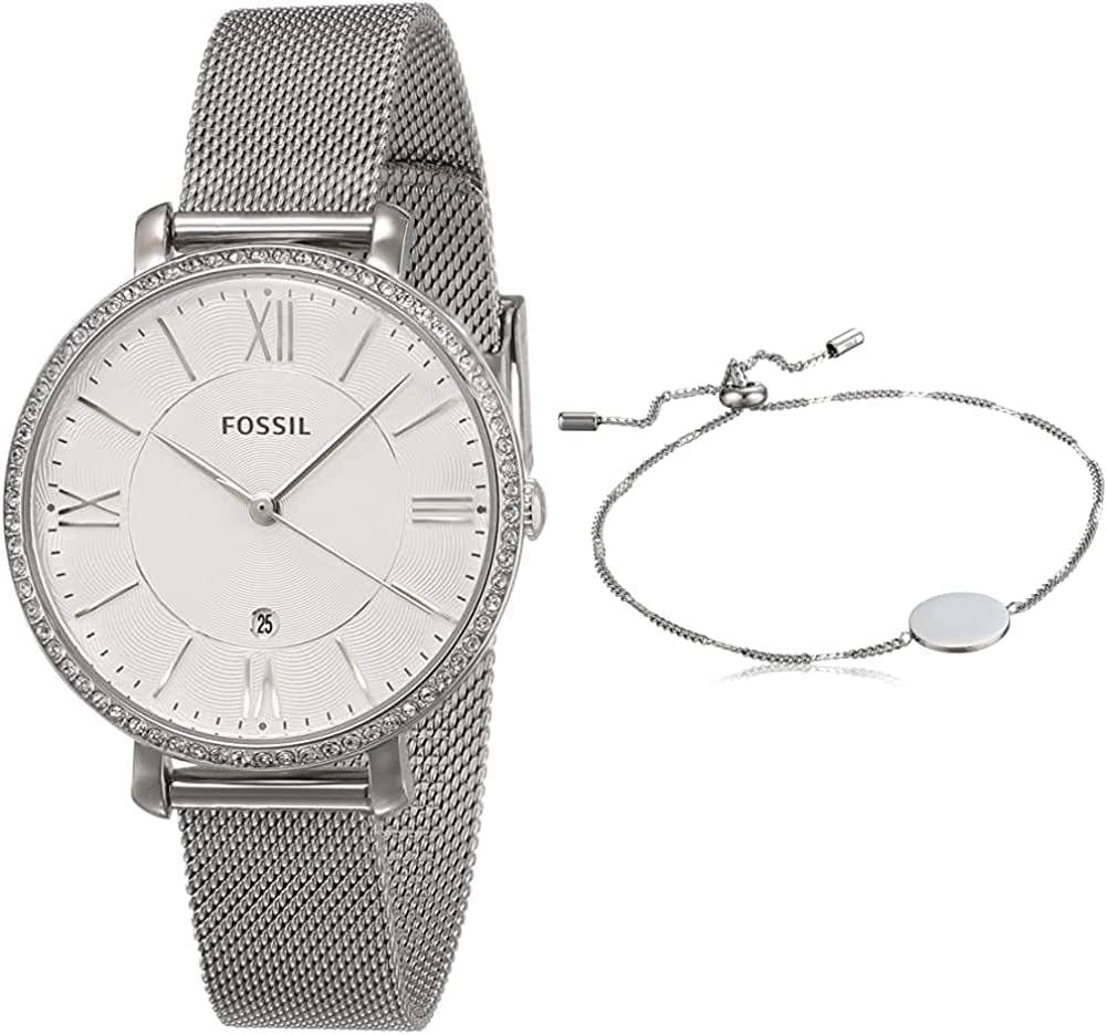 Fossil Women'S Jacqueline Quartz Stainless Steel Dress Watch Silver + Bracelet