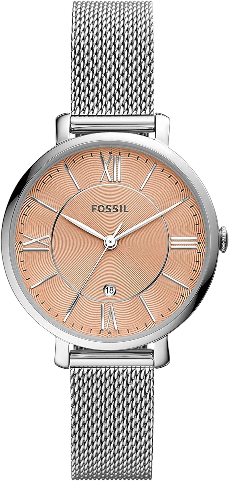 Fossil Women'S Jacqueline Quartz Stainless Steel Dress Watch Silver Mesh/Pink
