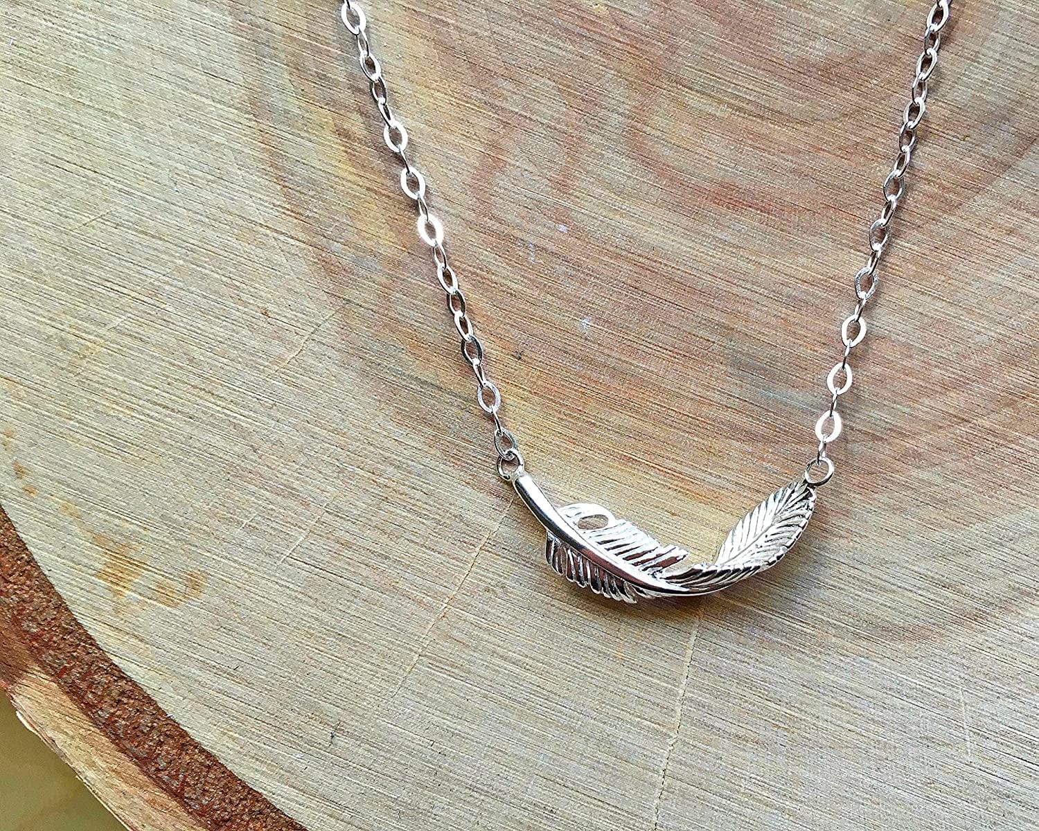 Friend Gifts for Women, Sterling Silver or Gold Plated Feather Friendship Necklace, Gifts for Best Friends, Long Distance Relationship, Gifts for Friends Female