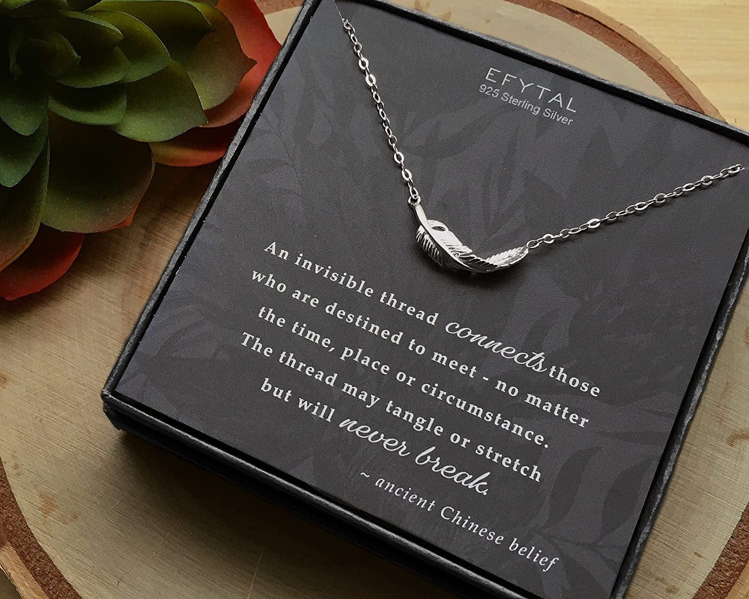 Friend Gifts for Women, Sterling Silver or Gold Plated Feather Friendship Necklace, Gifts for Best Friends, Long Distance Relationship, Gifts for Friends Female