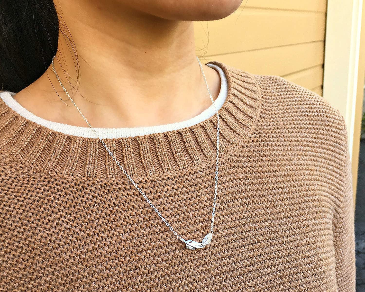 Friend Gifts for Women, Sterling Silver or Gold Plated Feather Friendship Necklace, Gifts for Best Friends, Long Distance Relationship, Gifts for Friends Female