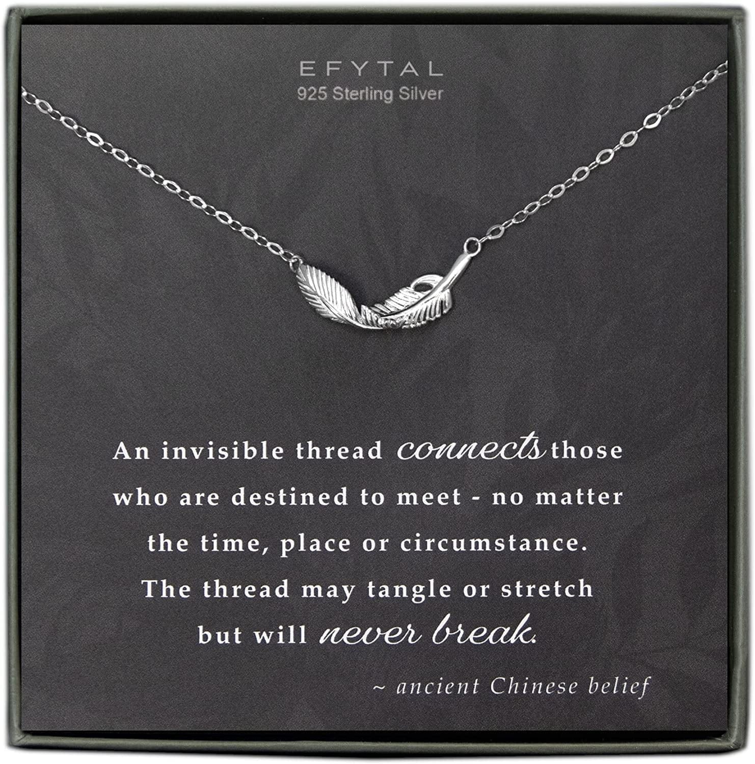 Friend Gifts for Women, Sterling Silver or Gold Plated Feather Friendship Necklace, Gifts for Best Friends, Long Distance Relationship, Gifts for Friends Female 925 Sterling Silver