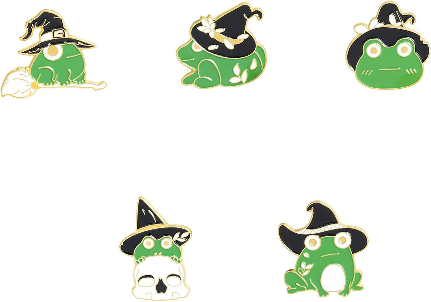 Frog Enamel Pin Cartoon Badge for Bag Clothes Caps Lapel Pin Buckle Jewelry Accessory Gift Gold-5pcs-Combine