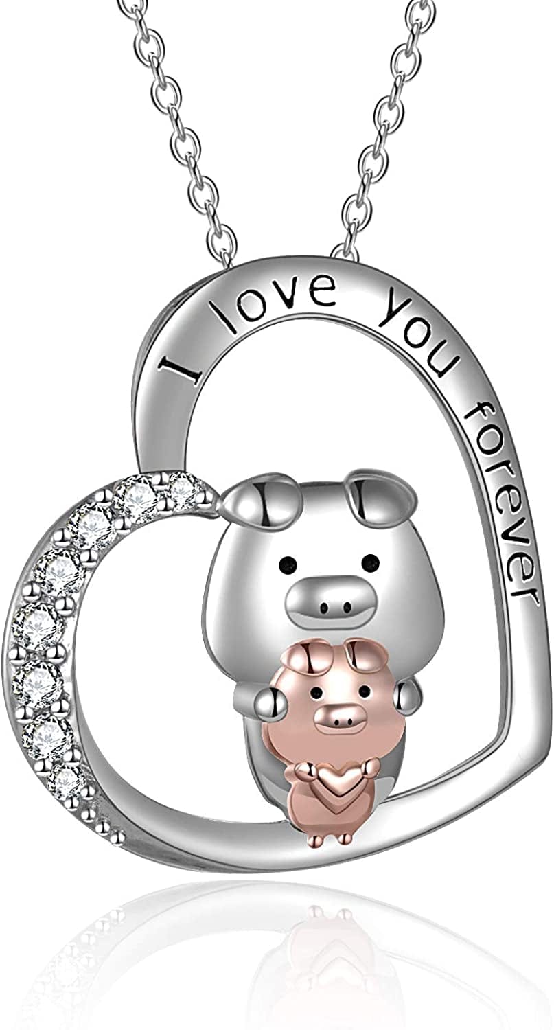 Frog/Fox/Ladybug/Butterfly Necklace Jewelry for Women Sterling Silver Mothers Day Gifts for Mom Daughter Wife(Sliver-Ladybug Necklace) silver-pig necklace