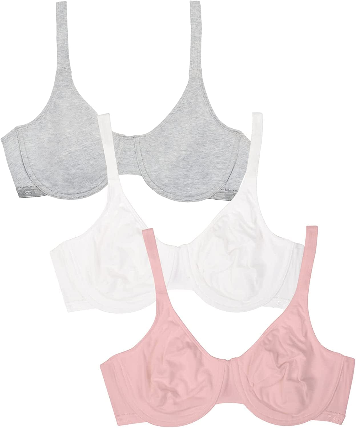 Fruit of the Loom Women'S Cotton Stretch Extreme Comfort Bra Bittersweet Pink/White/Grey Heather / 40D