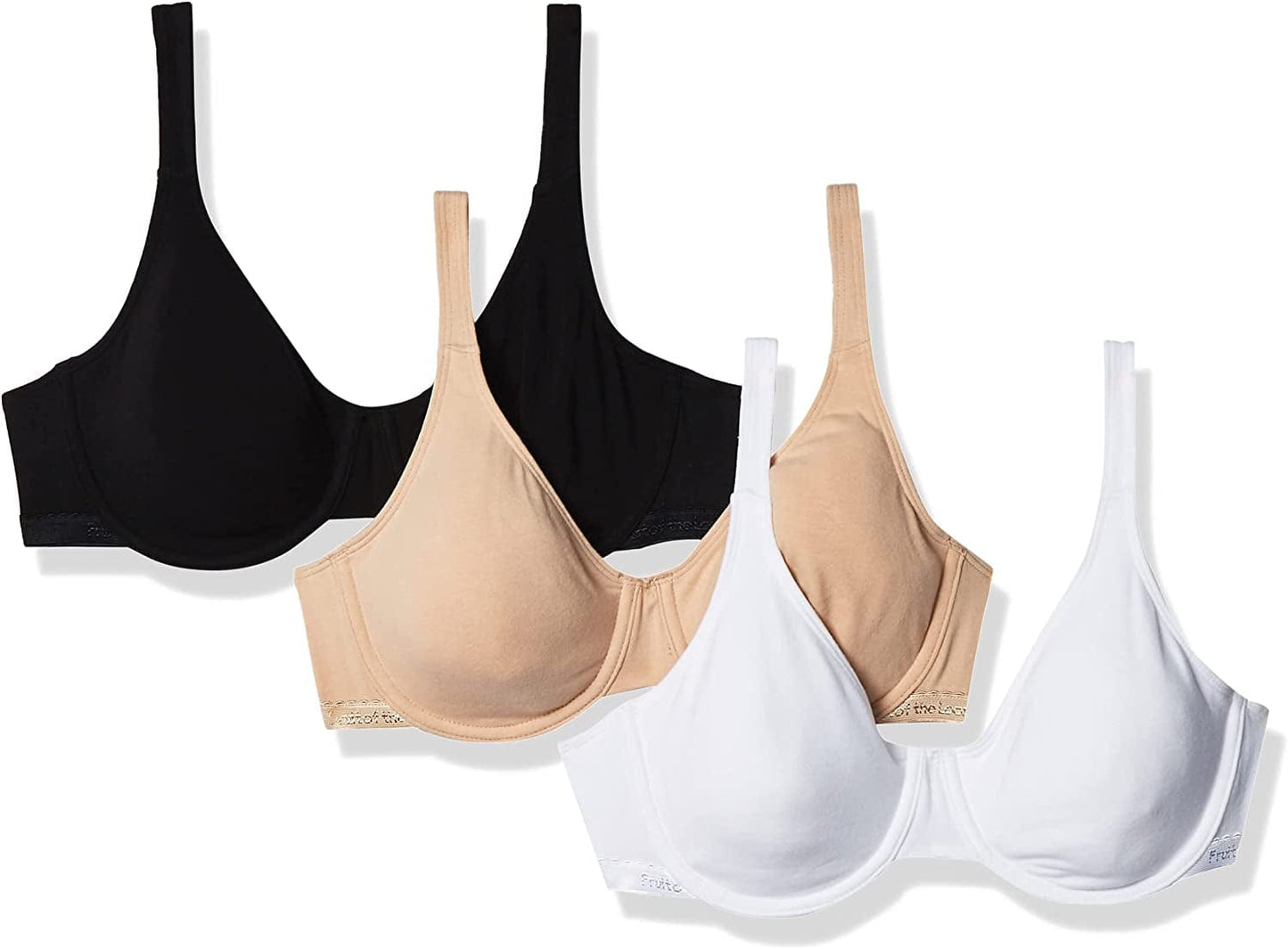 Fruit of the Loom Women'S Cotton Stretch Extreme Comfort Bra Black Hue/Sand/White / 34C