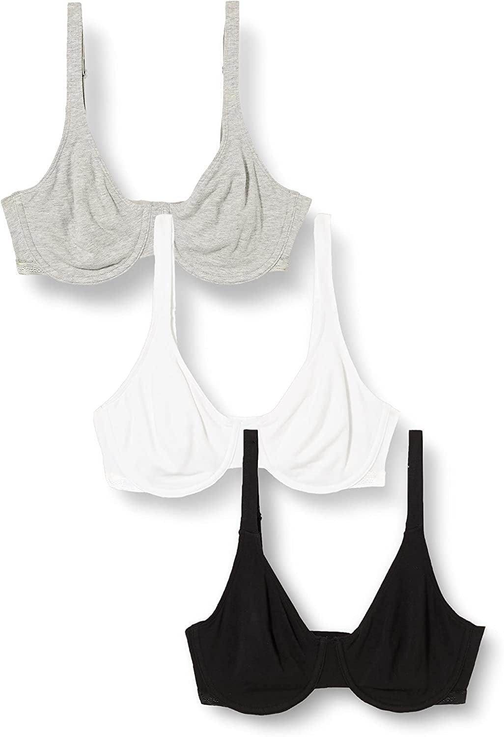 Fruit of the Loom Women'S Cotton Stretch Extreme Comfort Bra Black/White/Grey Heather / 34C