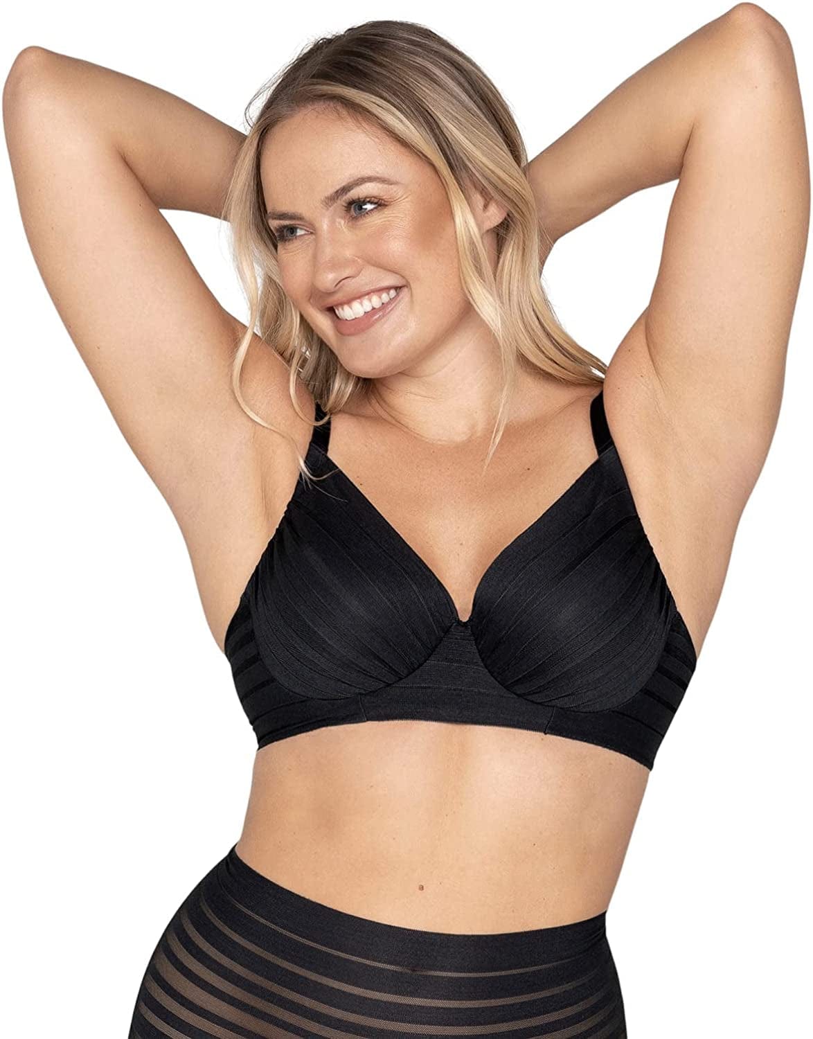 Full Coverage Underwire Support Bra for Women with Luxury Lace Black / 38B