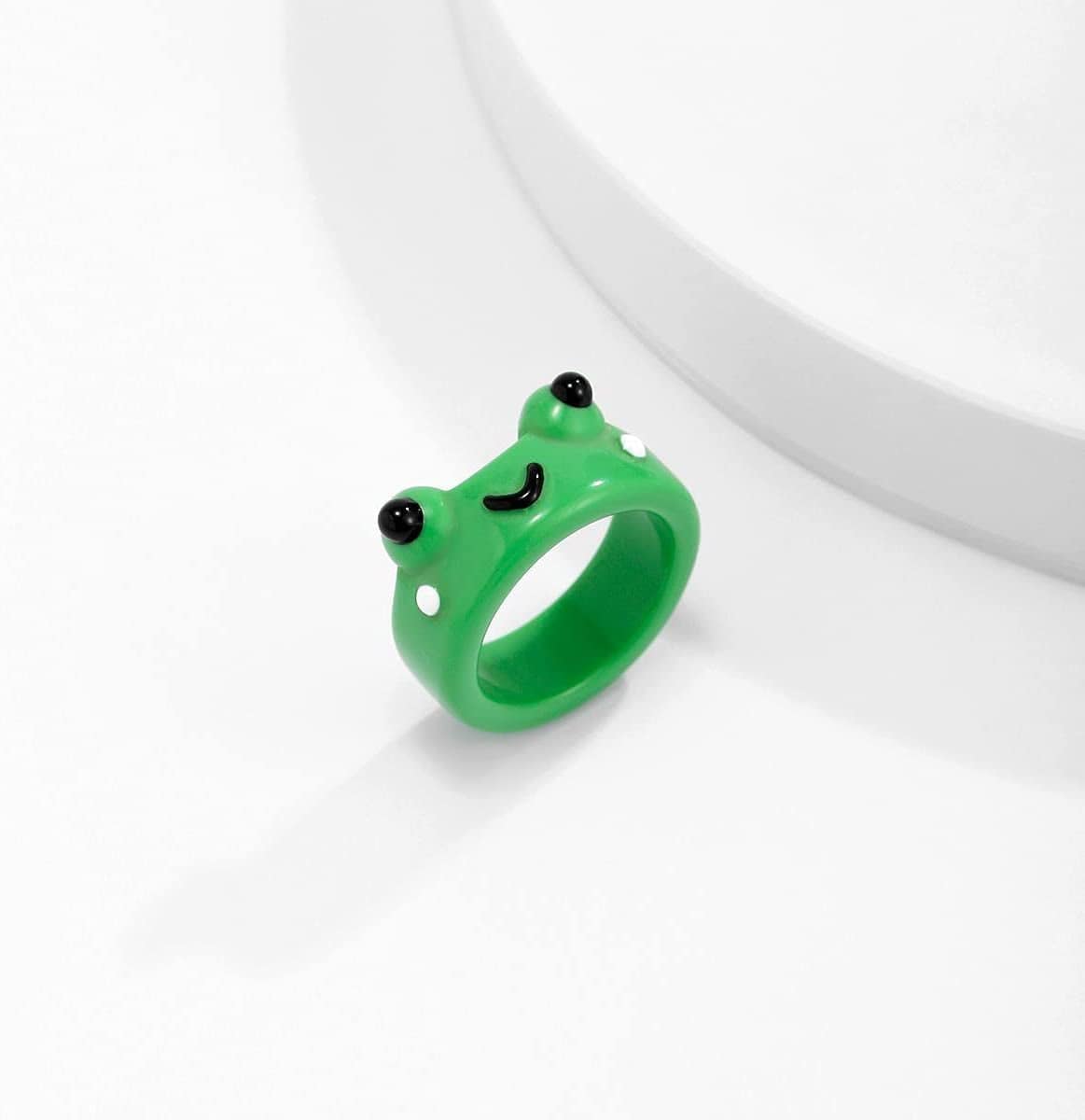 Funny Animal Finger Rings Resin Cute Frog Chick Knuckle Ring Personality Aesthetic Stackable Tail Ring Thumb Band for Women Men(Chick,Orange) (AMX3M07IQMUS) Clear,Green / frog