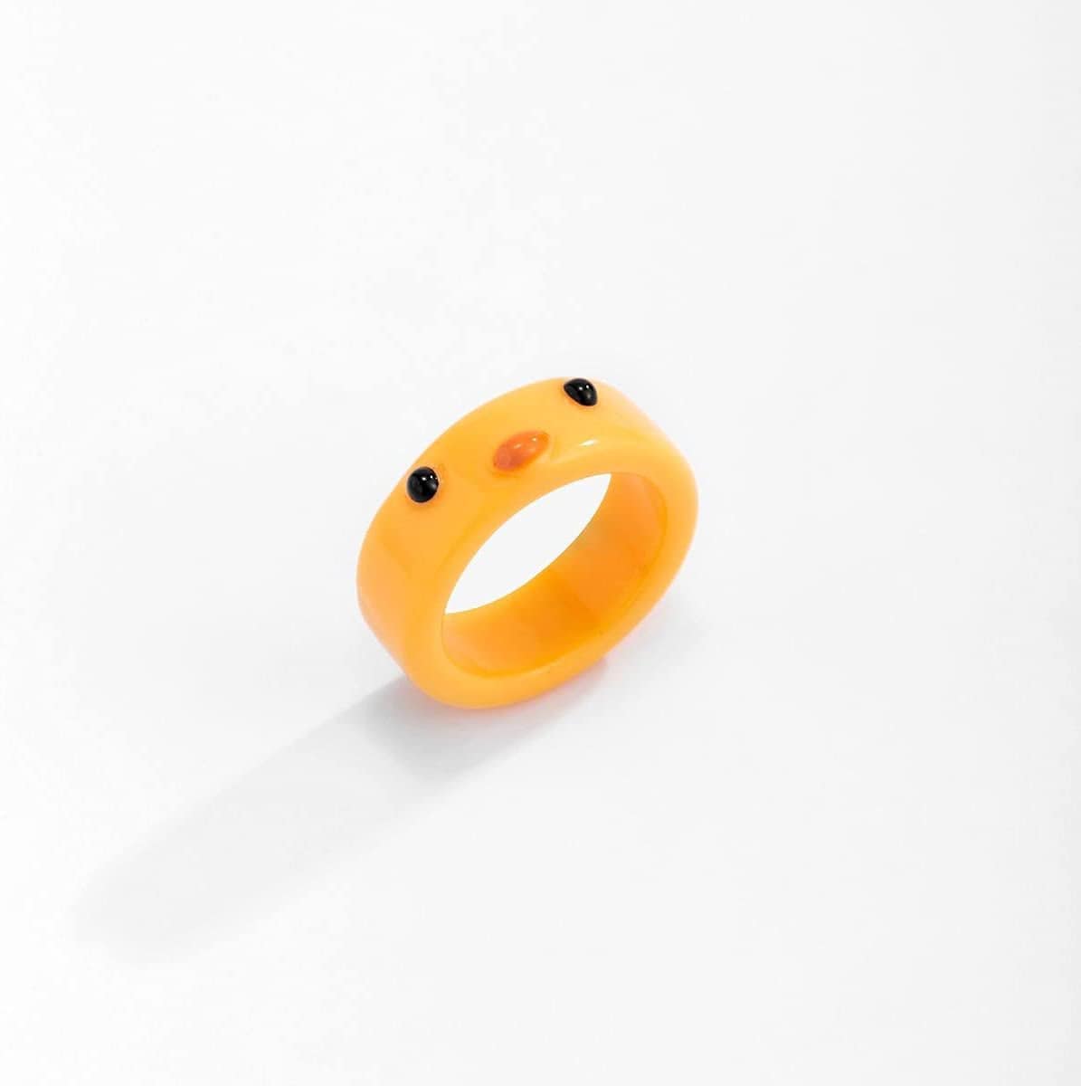 Funny Animal Finger Rings Resin Cute Frog Chick Knuckle Ring Personality Aesthetic Stackable Tail Ring Thumb Band for Women Men(Chick,Orange) (AMX3M07IQMUS) Clear,Orange / chick
