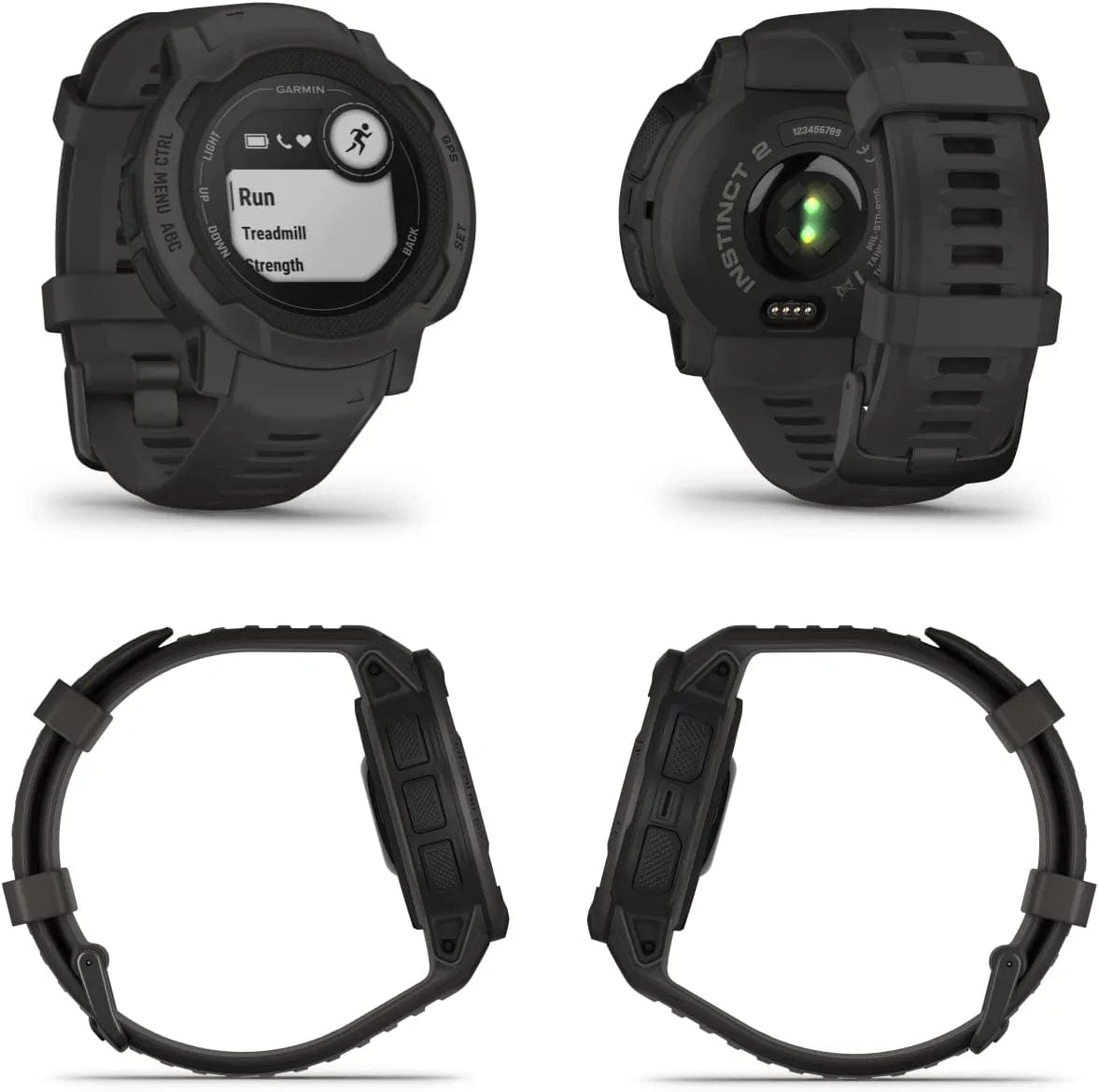 Garmin Instinct 2S GPS Smaller-Sized Rugged Outdoor Smartwatch, Graphite with Corning Gorilla Glass, Multi-Gnss Support Power Bundle