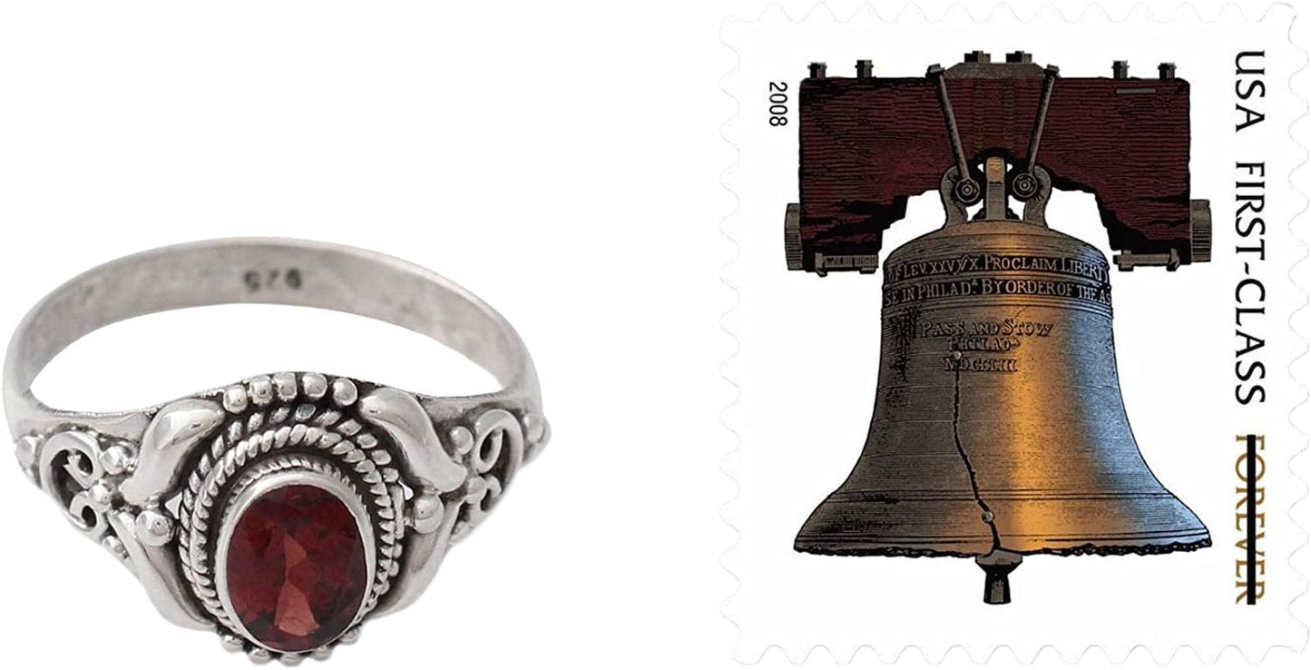 Garnet .925 Sterling Silver Cocktail Ring, Traditional Romantic'