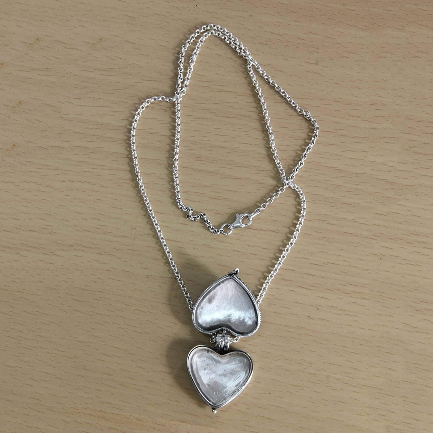 Garnet .925 Sterling Silver Filigree Heart Shaped Locket Pendant Necklace, 20", Always in My Heart'