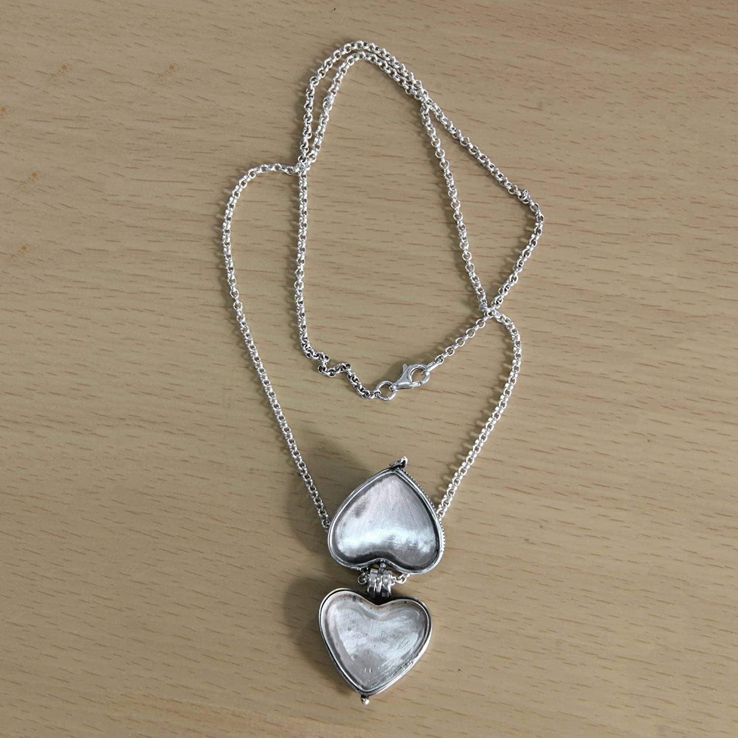 Garnet .925 Sterling Silver Filigree Heart Shaped Locket Pendant Necklace, 20", Always in My Heart'