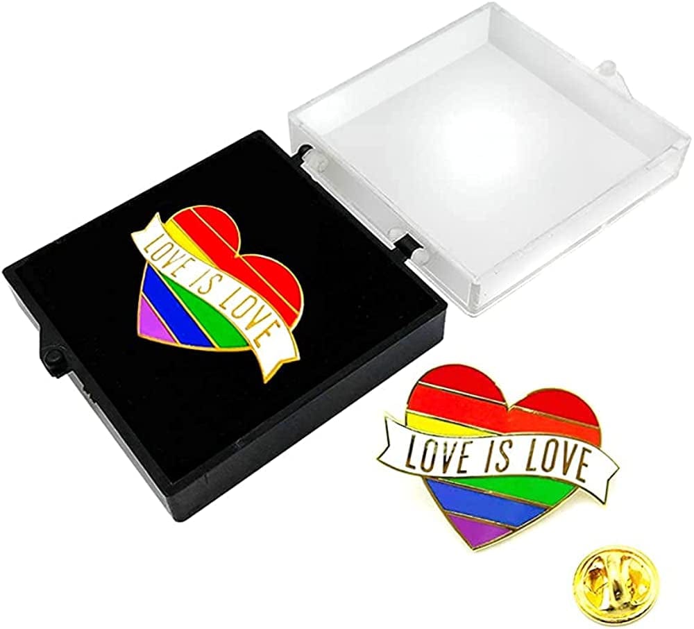 Gay Pride Pin with Gift Box - LGBTQ Pins - "Love Is Love" Enamel Rainbow Pin - Gay Pride Decorations - Perfect Gay Pride Accessories for LGBT Pride Month - USA Pride Month!