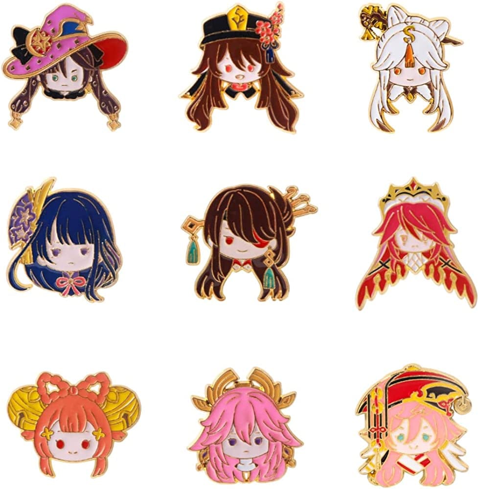 Genshin Impact Hutao Brooch Pin - Hutao Characters Cosplay Enamel Brooch Lapel Pin - Gift for Fans, Women and Girls