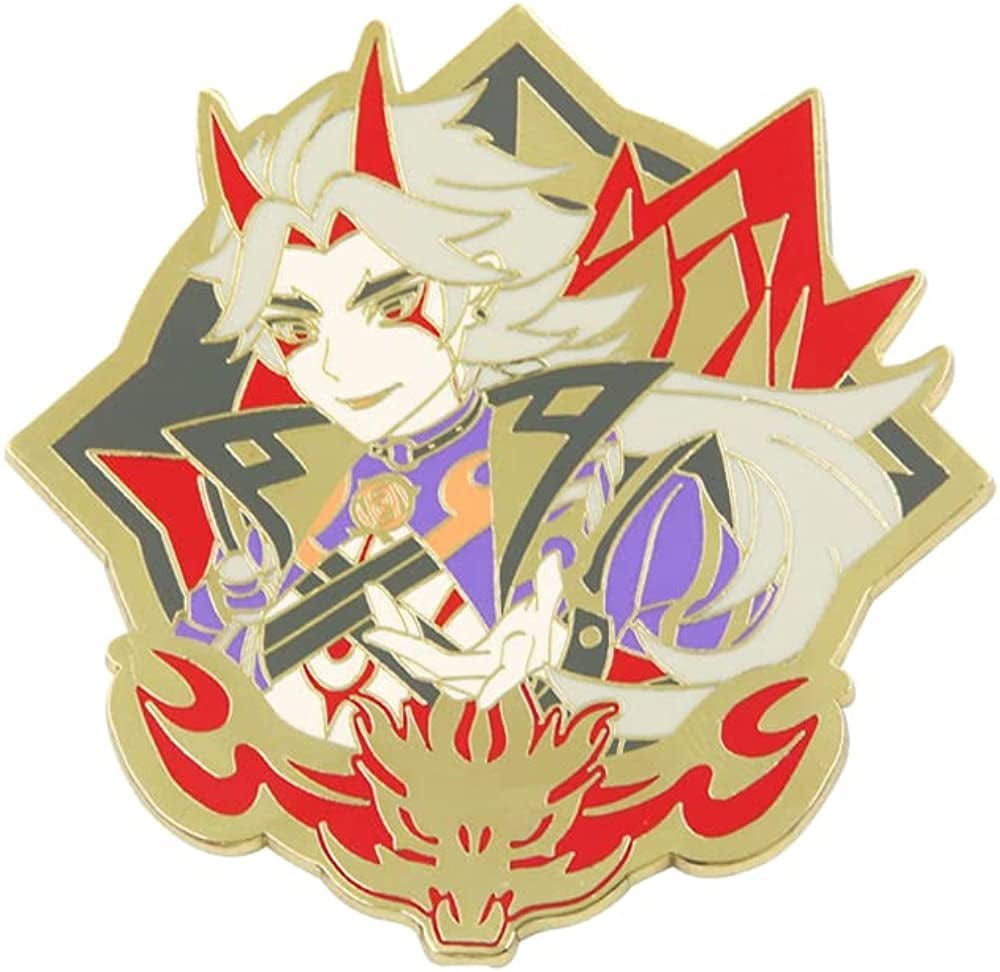 Genshin Impact Hutao Brooch Pin - Hutao Characters Cosplay Enamel Brooch Lapel Pin - Gift for Fans, Women and Girls
