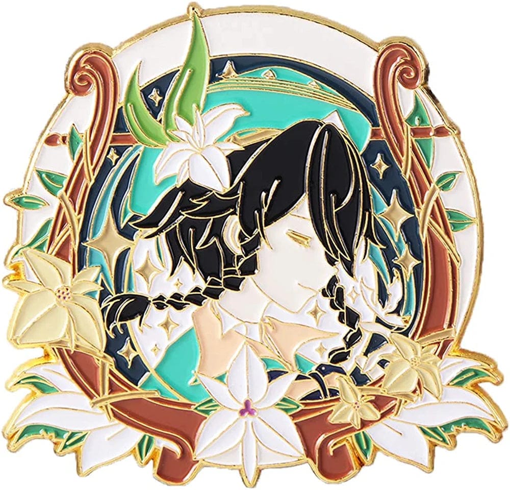 Genshin Impact Hutao Brooch Pin - Hutao Characters Cosplay Enamel Brooch Lapel Pin - Gift for Fans, Women and Girls