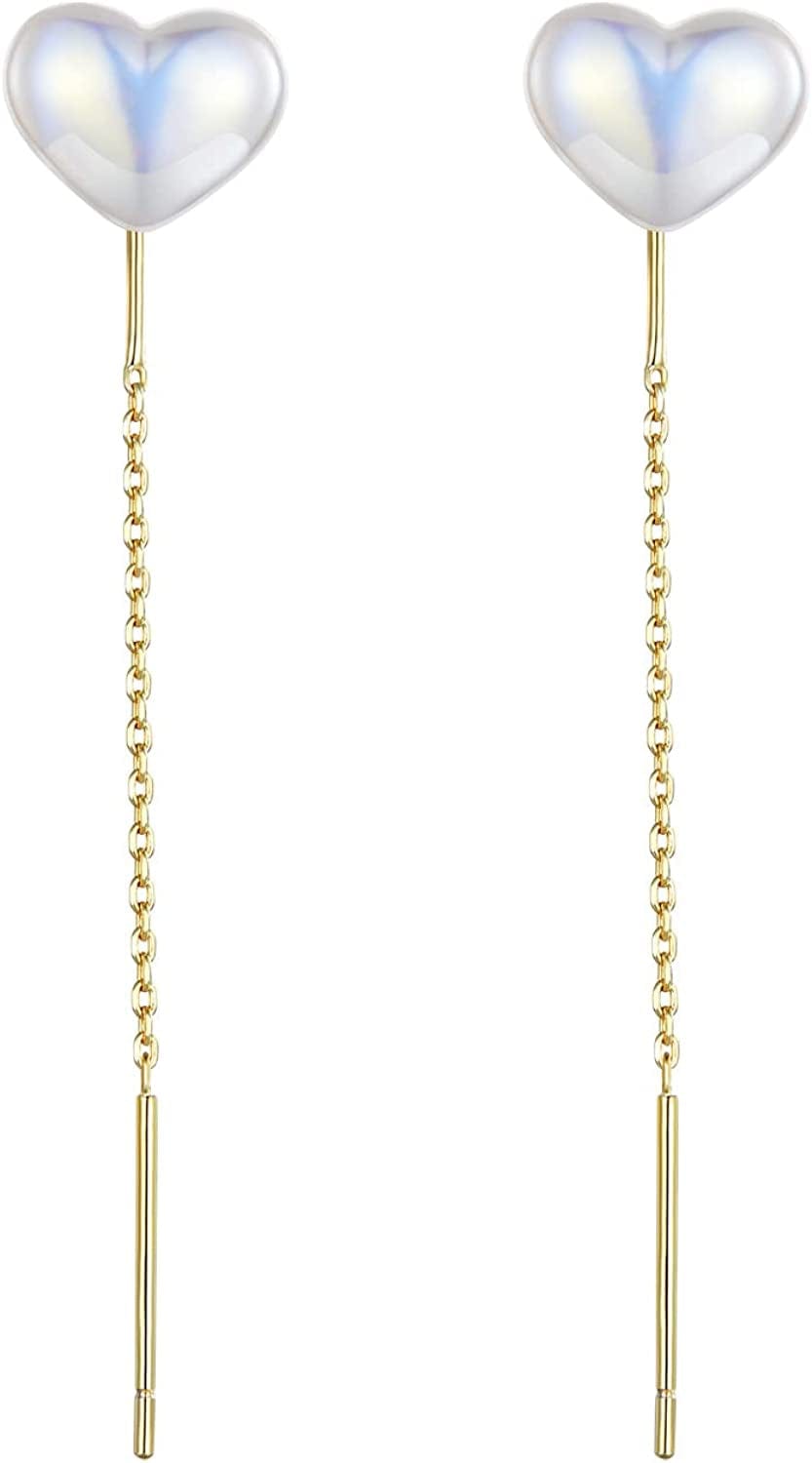 Geometry Women'S Sterling Silver Tassel Drop Earrings Handmade Threader Earrings Asymmetrical Earrings Pearl love