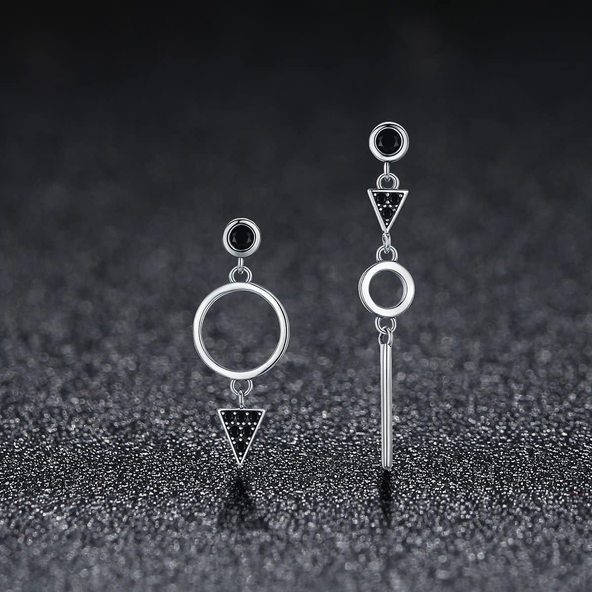 Geometry Women'S Sterling Silver Tassel Drop Earrings Handmade Threader Earrings Asymmetrical Earrings
