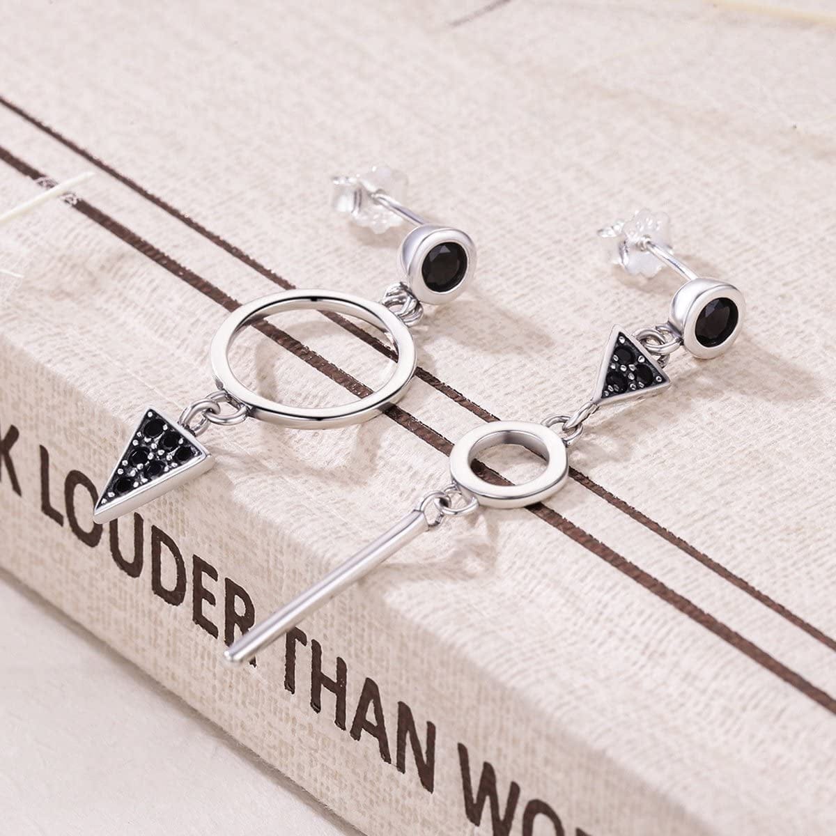 Geometry Women'S Sterling Silver Tassel Drop Earrings Handmade Threader Earrings Asymmetrical Earrings