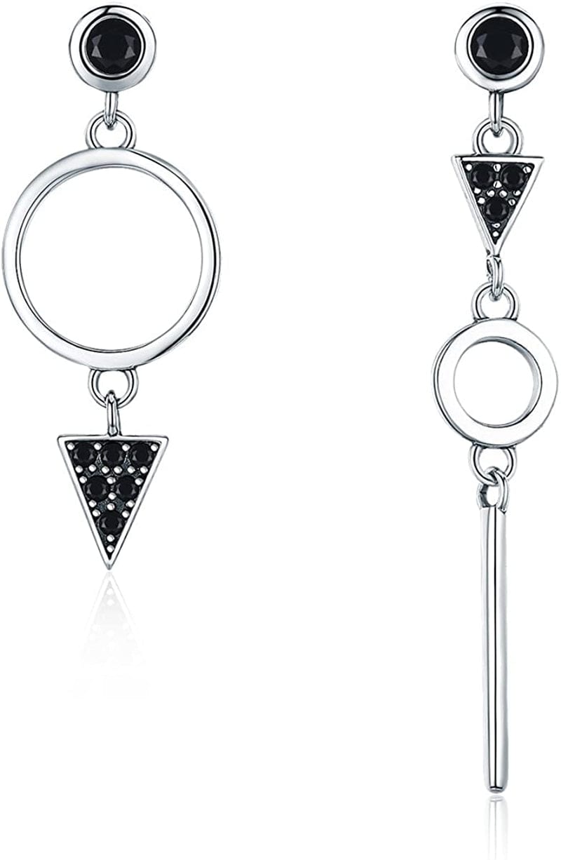 Geometry Women'S Sterling Silver Tassel Drop Earrings Handmade Threader Earrings Asymmetrical Earrings Asymmetrical Geometry Earrings