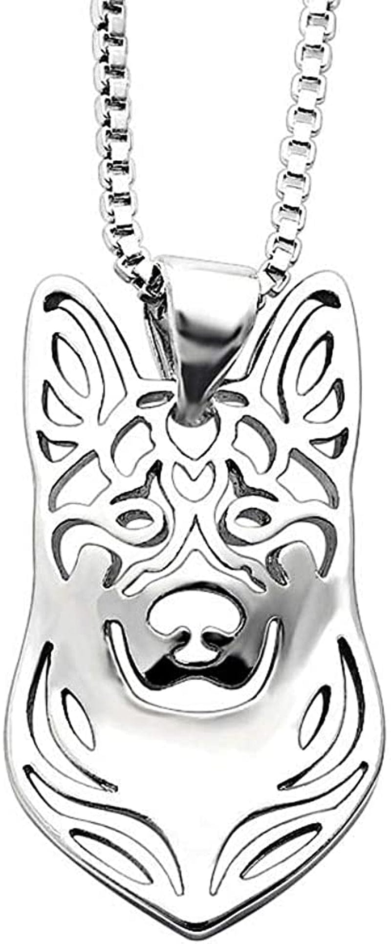 German Shepherd Dog Sterling Silver Necklace Dangle Earrings Set by Ginger Lyne Ears down Puppy Dog Pet Pendant Box Chain Doggie Animal Paw Print Heart Jewelry for Pit Mom Women Girls Teens Necklace