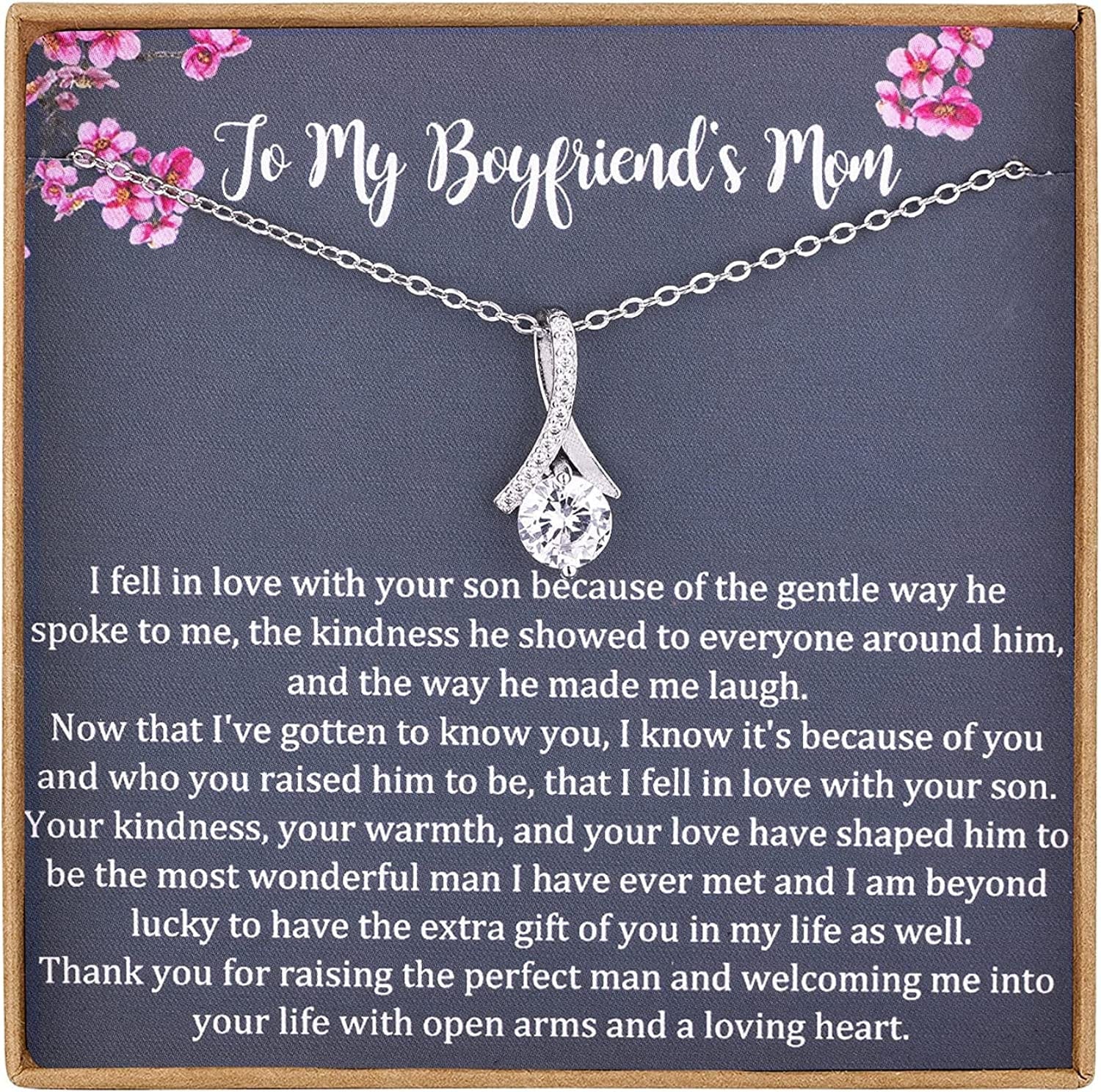 Gift to My Boyfriend'S Mom Necklace, 925 Sterling Silver Necklace, Boyfriends Mom Necklace