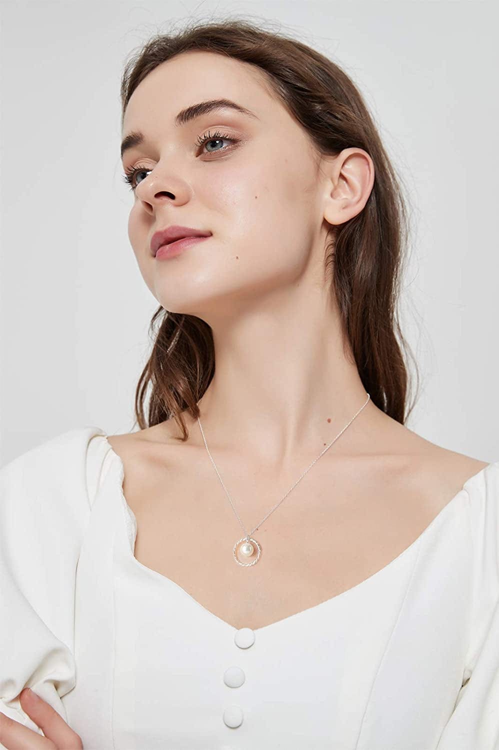 Gifts for Great Grandma - Sterling Silver Twisted Eternity Ring with Pearl Great Grandma Necklace - Great Grandma Birthday Christmas Best Great Grandma Gifts Jewelry